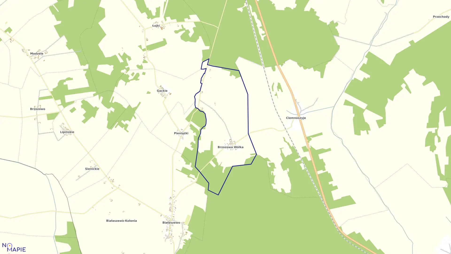 Mapa obrębu BRZOZOWA WÓLKA w gminie Grajewo