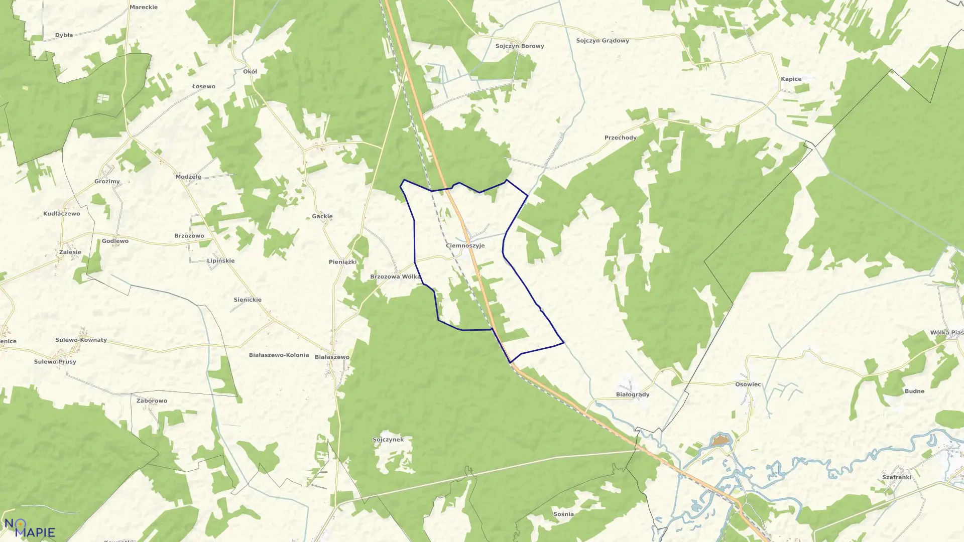 Mapa obrębu CIEMNOSZYJE w gminie Grajewo