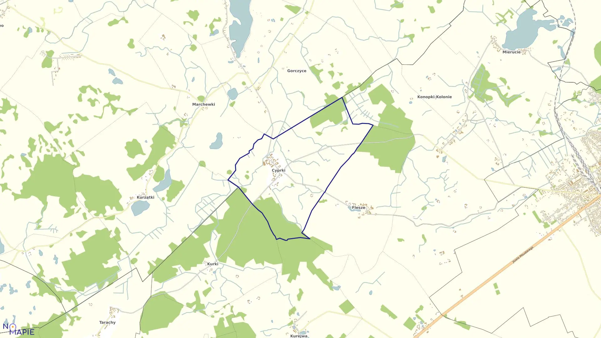 Mapa obrębu CYPRKI w gminie Grajewo