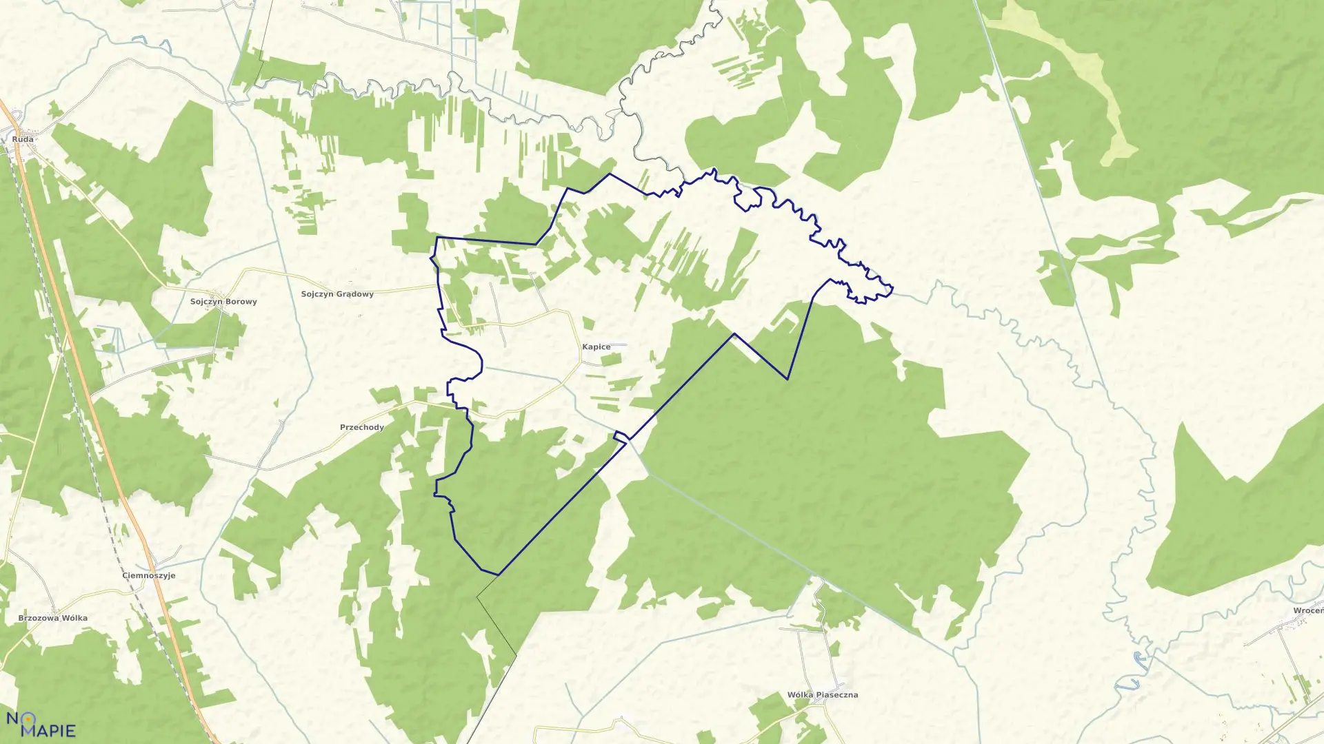 Mapa obrębu KAPICE w gminie Grajewo