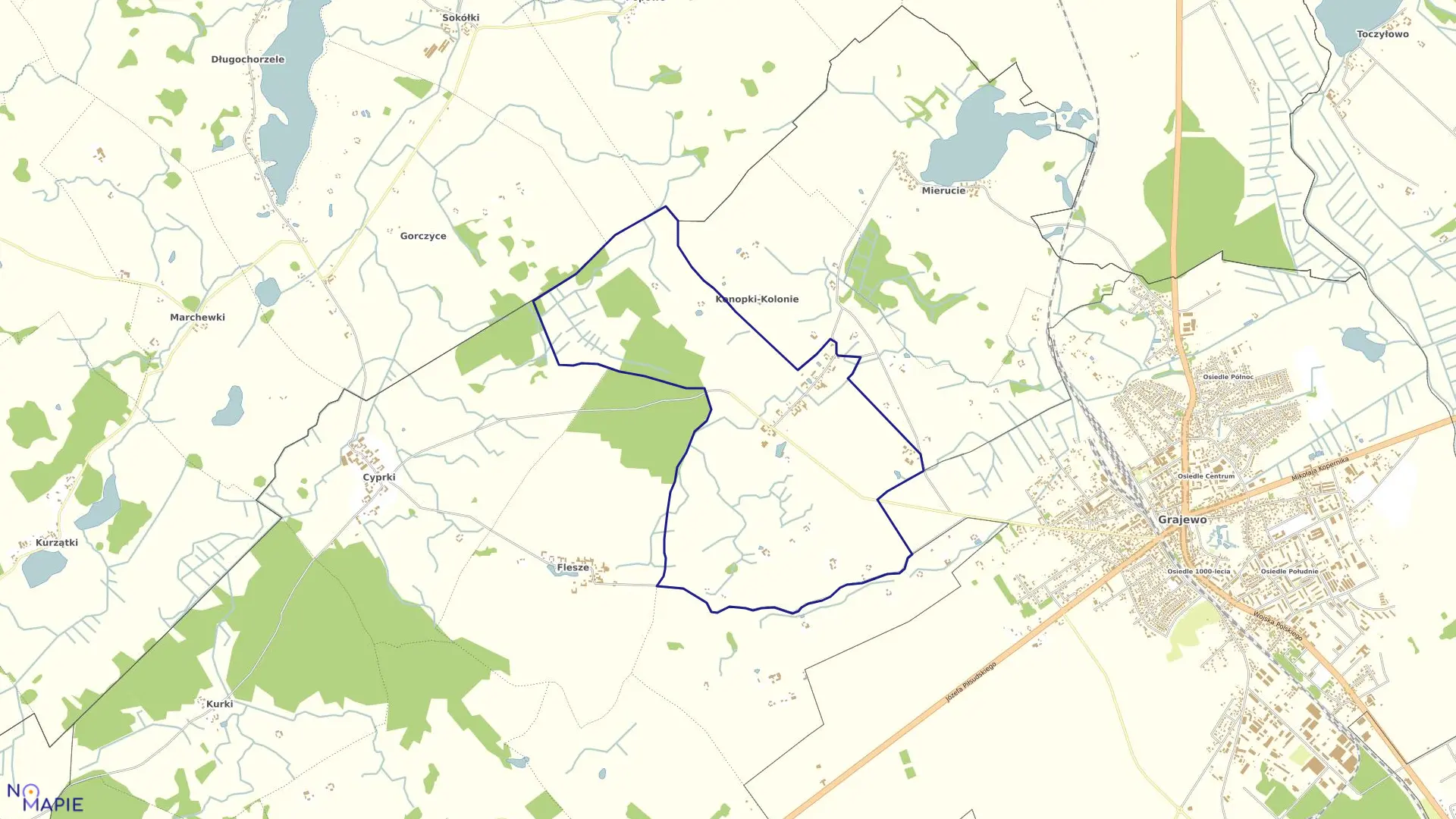 Mapa obrębu KONOPKI w gminie Grajewo