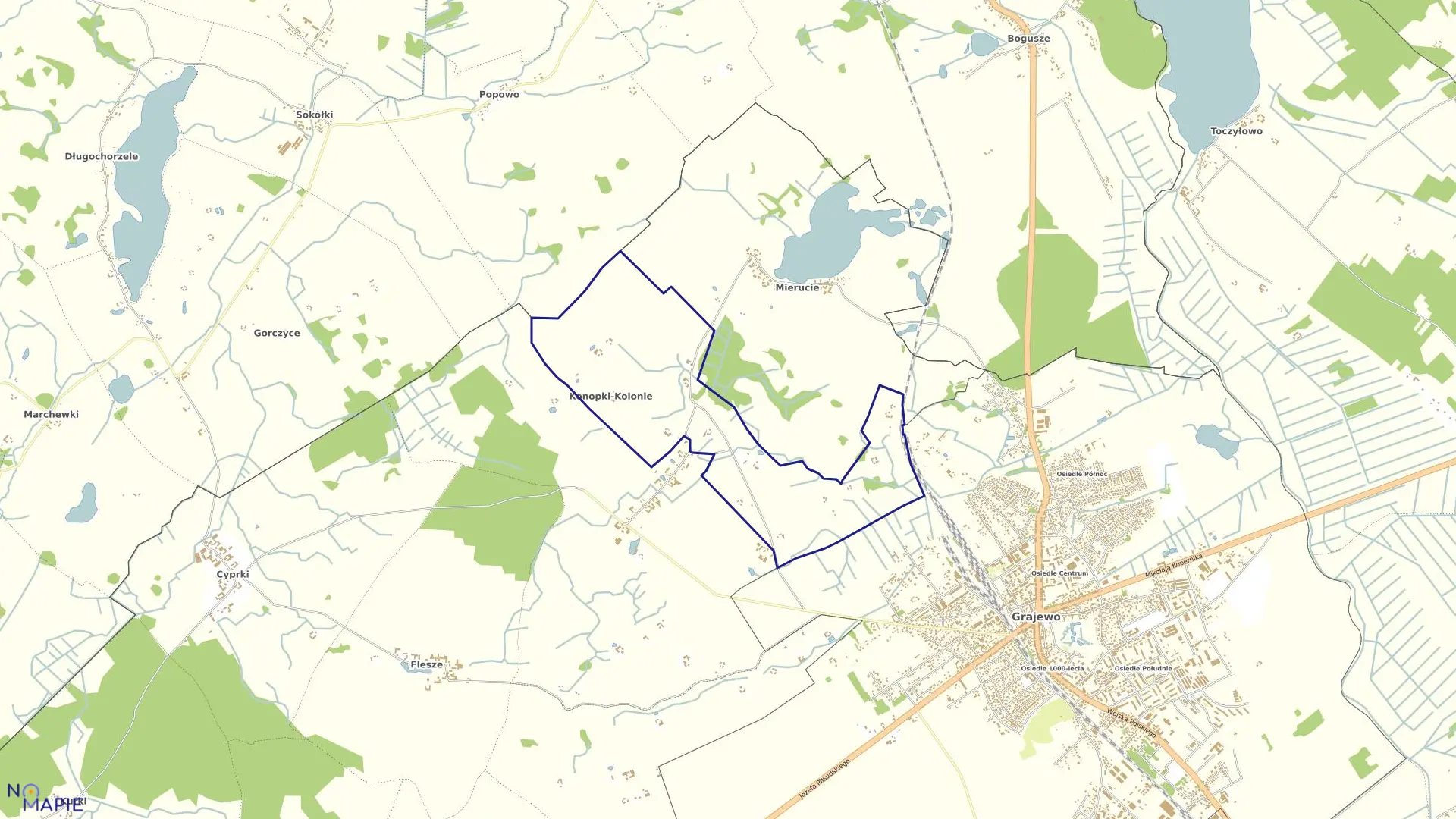 Mapa obrębu KONOPKI-KOLONIE w gminie Grajewo