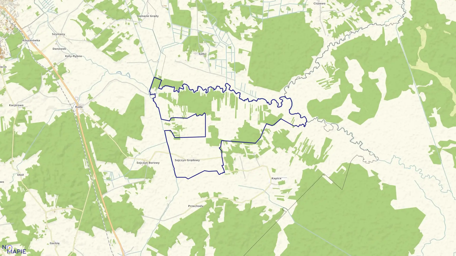 Mapa obrębu SOJCZYN GRĄDOWY w gminie Grajewo